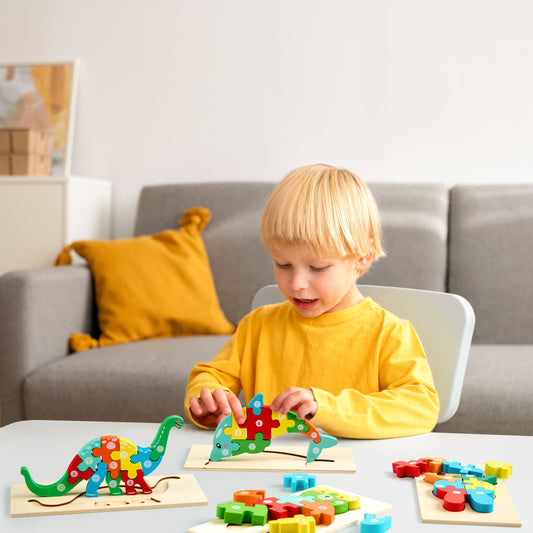 Child Playing with Wooden Puzzles