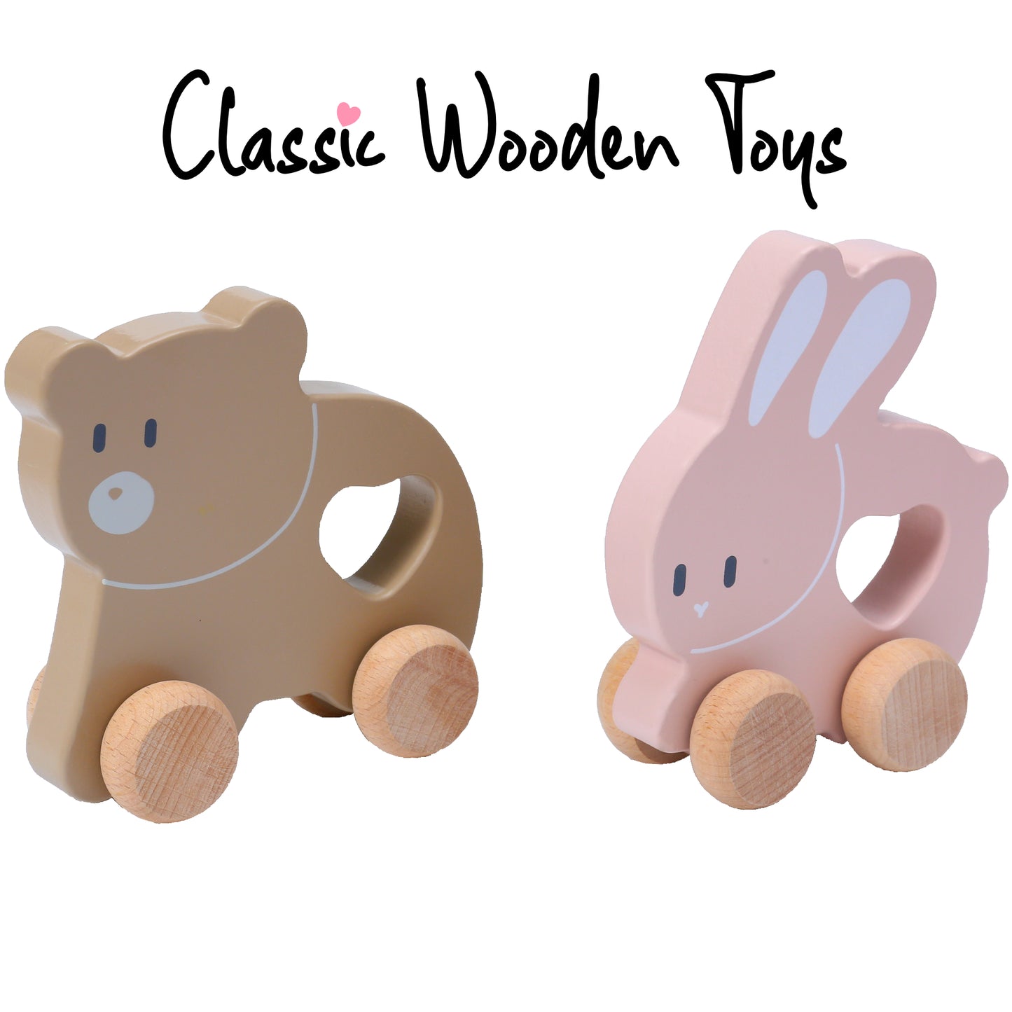 Wooden Rabbit Push Toy – Bunny Pull Toy for Crawlers & Easter Gifting