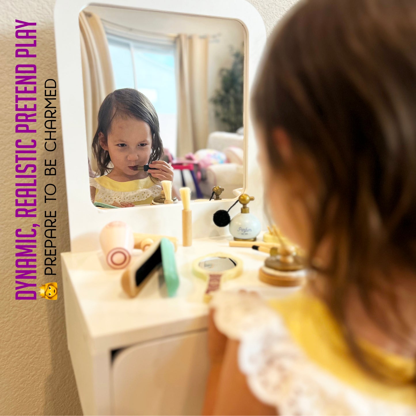 Wooden Makeup & Vanity Set – Pretend Play Toy with Travel Bag