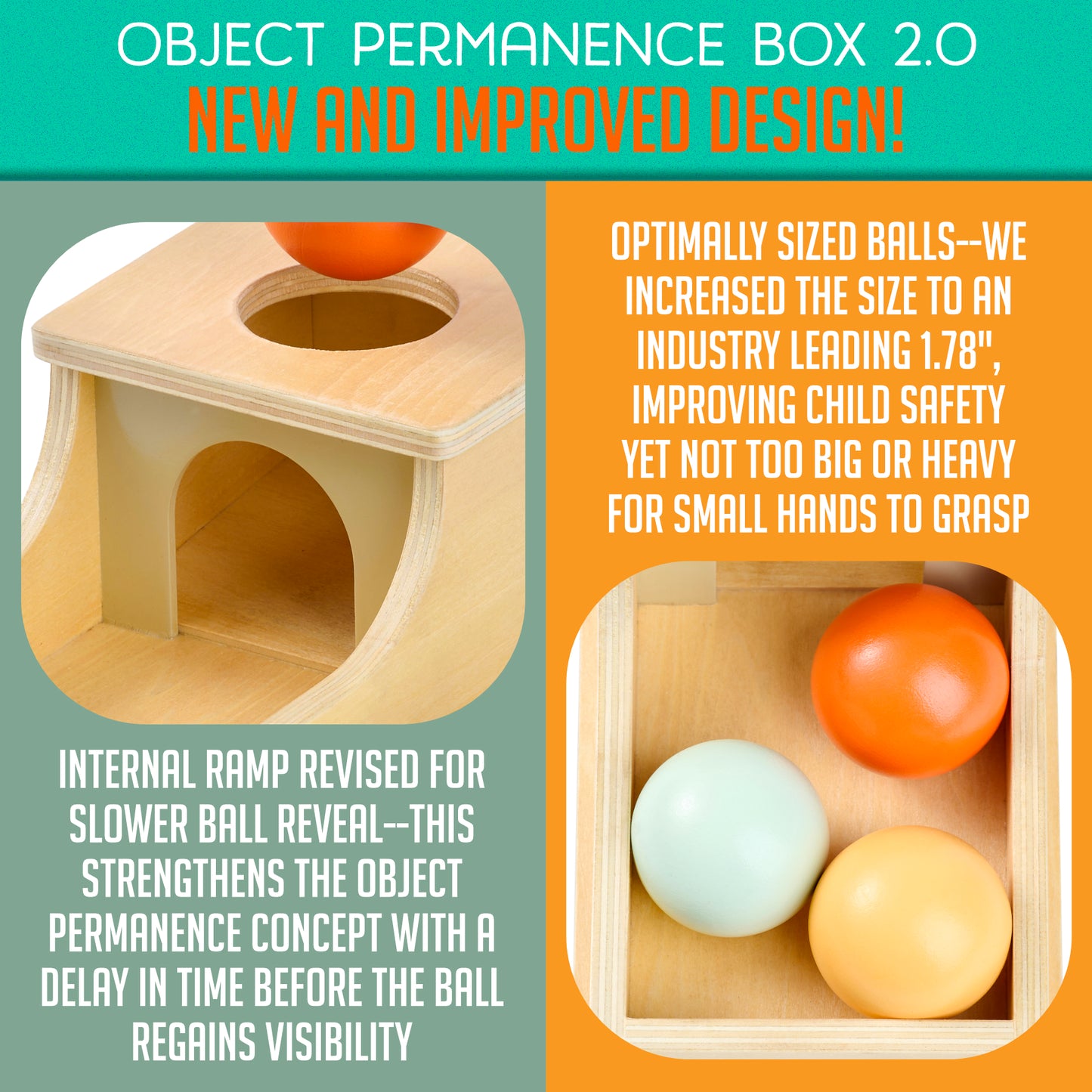 Object Permanence Box 2.0 – Wooden Developmental Toy for Babies 6+ Months