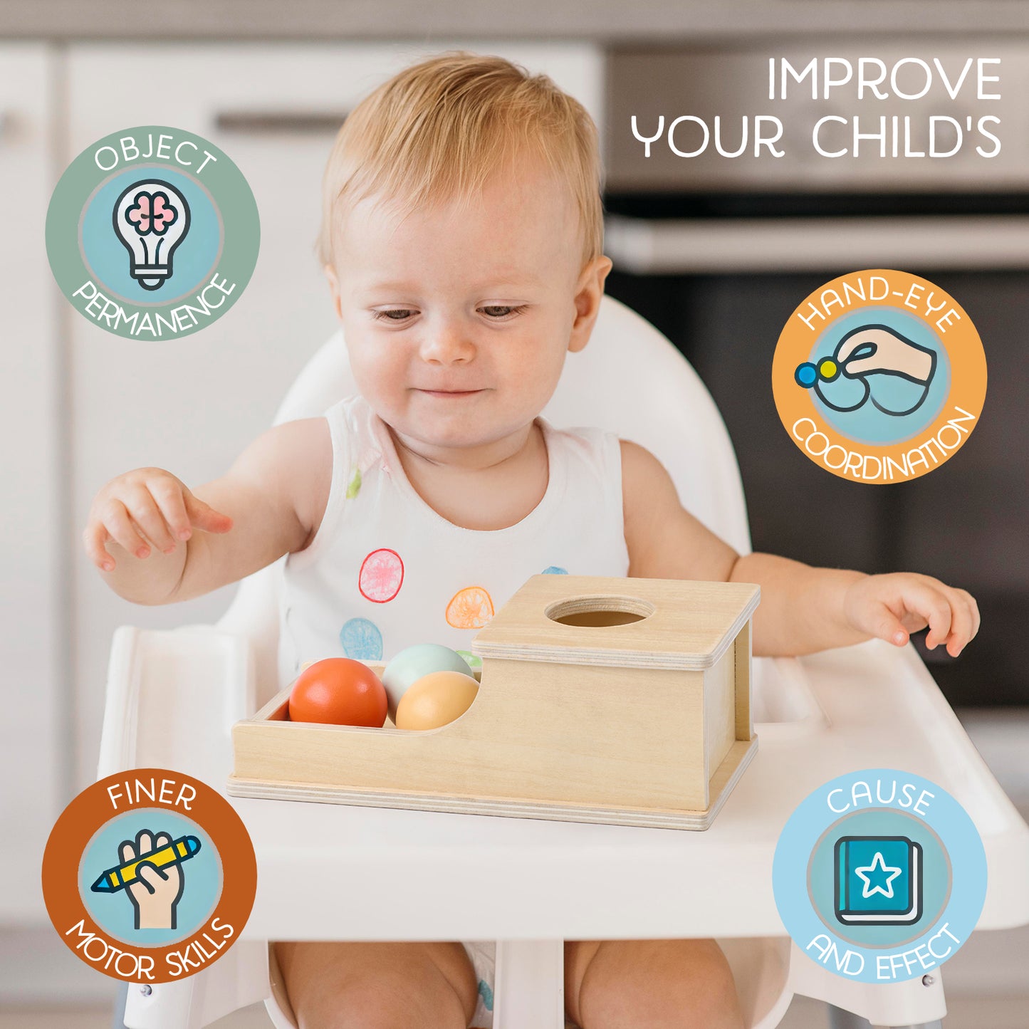 Object Permanence Box 2.0 – Wooden Developmental Toy for Babies 6+ Months