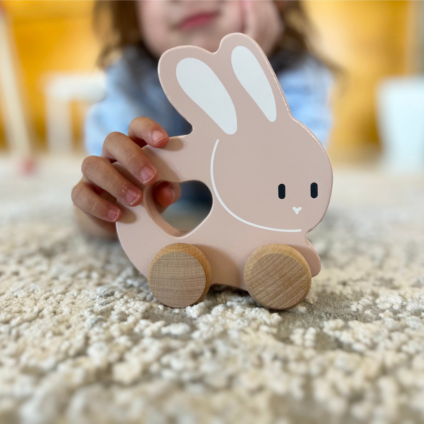 Wooden Rabbit Push Toy – Bunny Pull Toy for Crawlers & Easter Gifting