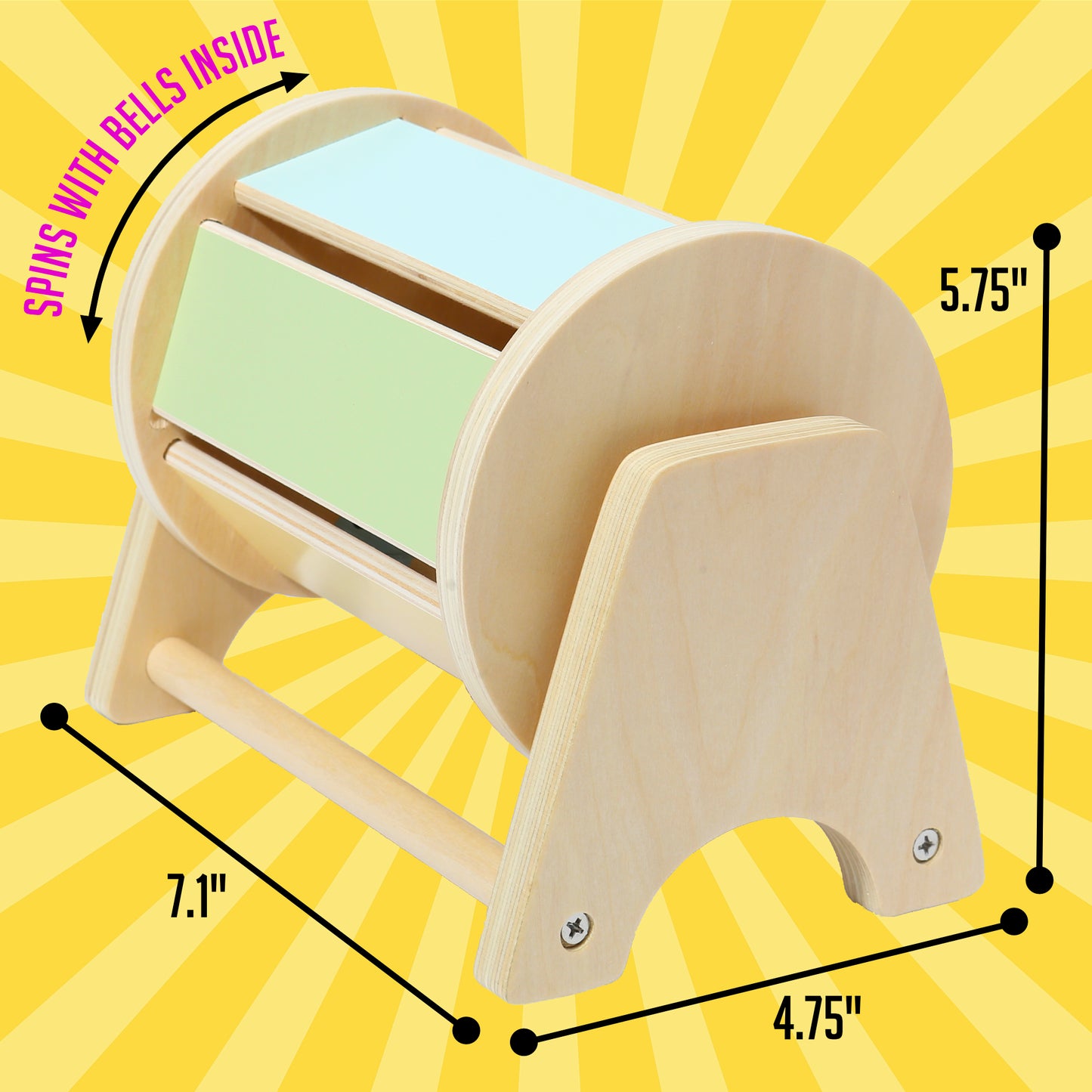 Spinning Rainbow Drum – Sensory Toy with Internal Bells for Babies
